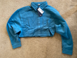 Womens Reebok Teal Button Up Crop Sweatshirt Size 2XL - £18.23 GBP
