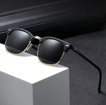Retro Vintage Polarized Sunglasses Mens UV400 Half Metal Frame Club Sung... - $12.56