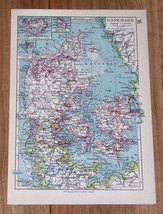 1928 Original Vintage Map Of Denmark / Schleswig Holstein Germany - $23.29