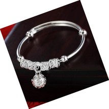 925 Sterling Silver hollow Bells ball bangles for - £210.56 GBP