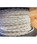 White Rayon Twisted Cloth Covered Wire, Vintage Lamp Cord, Antique Lights, Fans - £1.02 GBP