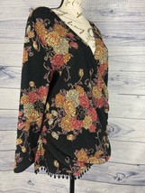 Dressbarn Collection Floral Surplice Slinky Top Womens XL Textured Jewel... - $9.00