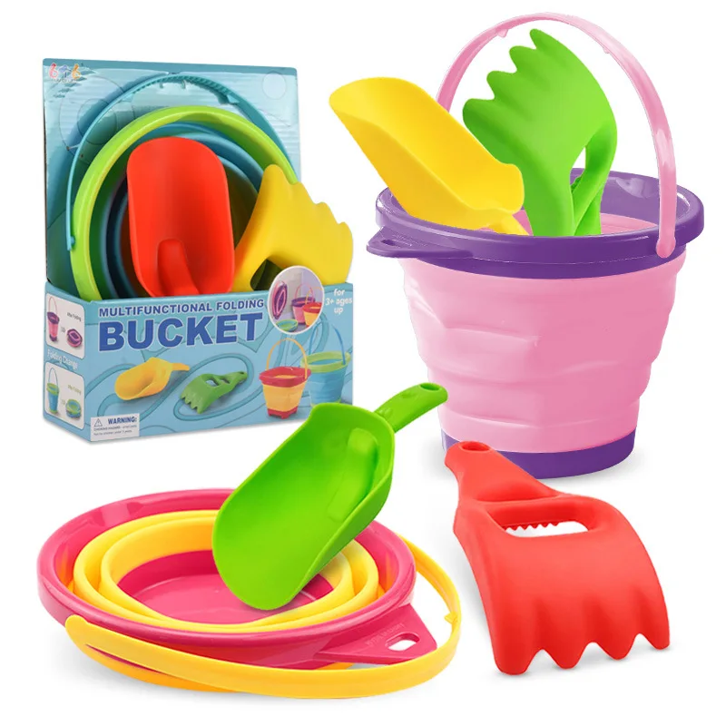 Children Beach Bucket Foldable Sand Toy Portable Play Summer Beach Water Game - £10.55 GBP+