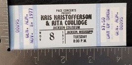 KRIS KRISTOFFERSON - VINTAGE NOV. 8, 1977 UNUSED WHOLE CONCERT TICKET - $25.00