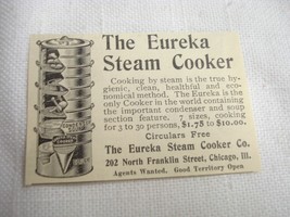 1896 The Eureka Steam Cooker Ad, Eureka Steam Cooker Co., Chicago, Ill - £6.28 GBP