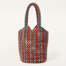 ZARA BNWT 2025. ORANGE BLUE STRIPED BEADED BUCKET BAG LIMITED EDITION. 6... - $107.39