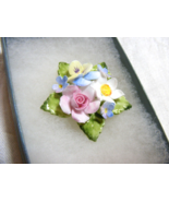 Vintage Fenton Bone China Floral Pin in Original Box Made in England 15-l - $39.59