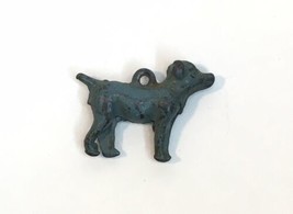 Antique or Vintage Metal Dog Charm Blue Painted Unknow Era - $11.00