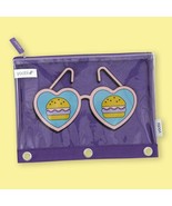 Yoobi Brand ~ Binder Zip Case ~ Purple w/Pink Glasses ~ Burger Sunnies T... - €17,12 EUR