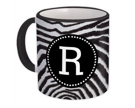 Monogram Letter R : Gift Mug Zebra Letter Initial ABC Animal Circle - $15.90
