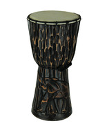 Zeckos 15 Inch Tall Hand Carved Elephant Djembe Drum - £65.70 GBP