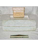 WALBORG ICE BLUE COLOR SMALL IRRIDESCENT BEADED BARREL-SHAPED CLUTCH EVE... - $28.71