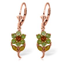 Galaxy Gold GG 14k Rose Gold Flower Earrings with Peridots and Citrines - £260.43 GBP+