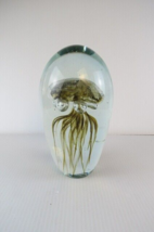 Green Jellyfish Paperweight, Glass, 7”, Bubbles - £11.07 GBP