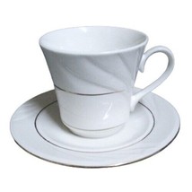 Gibson GOLDEN EMBRACE Cup &amp; Saucer 8 oz Gold Ring Embossed Curves On Rim... - $8.91