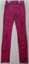 Hudson Jeans Womens Size 24 Pink Leopard Print Denim Viscose Pockets Flat Front - £21.95 GBP