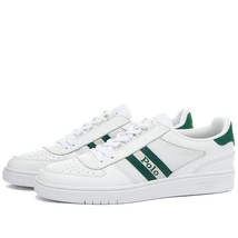 Ralph Lauren Court White Leather Forest Green Suede Trim Durable Shoes M... - $68.99
