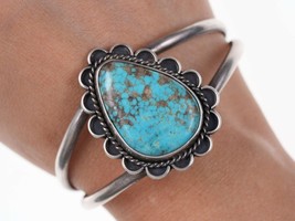 Vintage Native American Sterling and turquoise cuff bracelet - £198.92 GBP