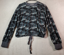 She + Sky Blouse Top Womens Small Multi Camo Print Knit Long Sleeve Crew Neck - £9.21 GBP