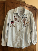 VTG Grandma Core CAT shirt Large Cabin Creek Y2K Embroidered yarn ball unusual - $23.76