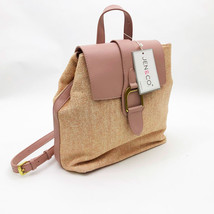 Jen &amp; Co. Avani Backpack Vegan Leather Woven Fabric 11.5x12x4.5 in Ash Pink - £49.05 GBP