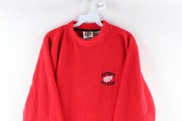 Vintage 90s Mens Medium Detroit Red Wings Hockey Spell Out Fleece Sweater Red - £42.79 GBP