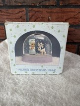 Enesco 1990 Precious Moments Snow Globe Merry Christmas Deer w/Original Box 4&quot; - £6.87 GBP