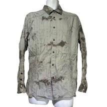 Decree Men&#39;s Size M Button up grey black Embroidered Long Sleeve Shirt - £11.60 GBP