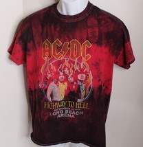 AC/DC Shirt Mens Medium Highway To Hell 1979 World Tour Long Beach Tie Dye Repro - £15.48 GBP