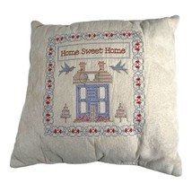 Vtg Home Sweet Home Cross Stitch Handmade Throw Pillow 9” Cottage Granny Core - £26.14 GBP