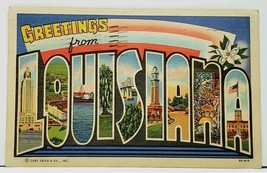 LA Large Letter Greetings From LOUISIANA Linen to Duncanville Pa Postcard I1 - £4.74 GBP