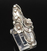 NAVAJO 925 Silver - Vintage Double Flower &amp; Stem Wrapped Ring Sz 7 - RG25970 - £84.19 GBP