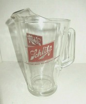 Vintage SCHLITZ Beer Pitcher Heavy Glass Man Cave Bar Drinkware Milwaukee 1970&#39;s - £19.98 GBP