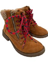 Steve Madden Shearling Cuff Faux Fur Vegan Suede High Top Boots Girls Yo... - $25.65