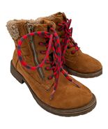 Steve Madden Shearling Cuff Faux Fur Vegan Suede High Top Boots Girls Yo... - $25.65