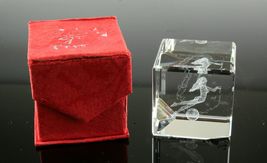 *Swimming Girl 3D Laser Crystal Glass Cube Home Desktop Decorative Figur... - $5.99