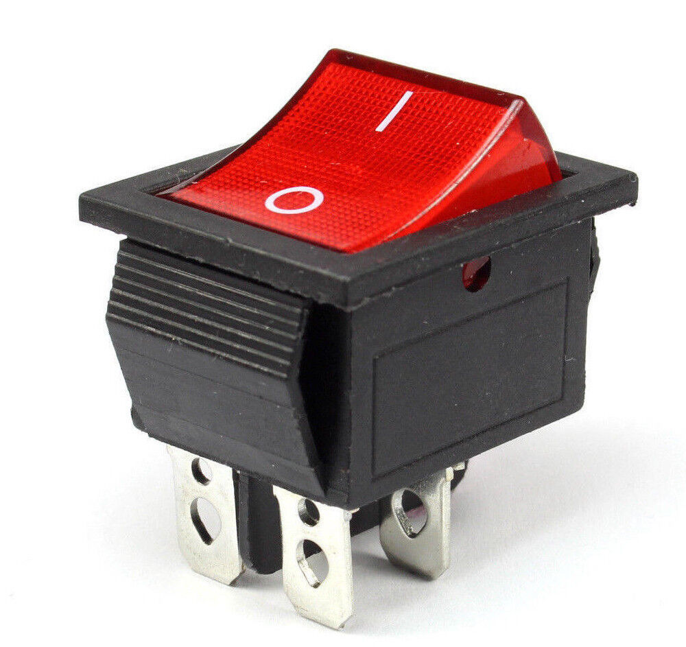 2pcs Red Lighted Rocker Switch, ON/OFF, 15A 250VAC, 20A 125V, DPST - $8.75