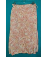 90s Liz Claiborne Linen Skirt SIZE 14? (Read Plz Orange Pink Floral Wrap... - £11.18 GBP