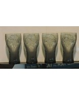 Set of 4 Brown Glass Raised Print Coke Glasses Rare 10Oz - £19.38 GBP