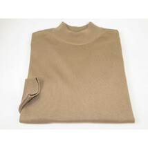 Men's Sweater Knit By BRANGO Turkey Mock Neck Cotton Blend 21050 Dark Beige image 3