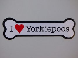 I Heart (Love) Yorkiespoos Dog Bone Car Fridge Magnet 2&quot;x7&quot; Waterproof M... - £3.97 GBP
