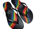 HAVAIANAS Black Rainbow Flip Flops size 41/42 11 women 9 Men New - £19.69 GBP