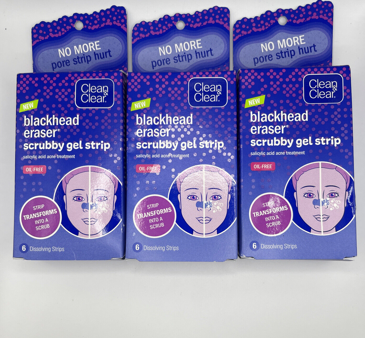 Lot Of 2 Clean & Clear Blackhead Eraser Scrubby Gel Dissolving Strips 6 Count... - $9.90