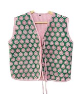 Vest Short Coat, Floral Cotton Quilted Jacket Block printed Jacket Boho ... - $789.76 MXN