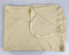 Vtg Curity Waffle Weave Thermal Receiving Baby Security Blanket Yellow 3... - $272.30 MXN