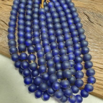 BEAUTIFUL OLD AFRICAN Blue GLASS ANTIQUE BEADS 15-16MM - $63.05