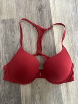 Victoria Secret Perfect Shape Bra Size 34C Red Underwire Padded - $9.85