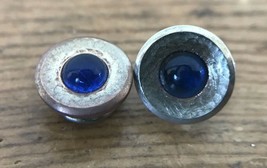 Vintage Baer Wilde Kum-A-Part Set Pair 2 Silvertone Glass Blue Bead Cufflinks - £31.89 GBP