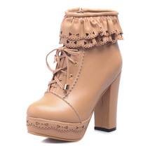 Ladies Ankle Boots Women Shoes Sweet Lace Lolita Lovely Cosplay Platform Ladies  - £82.46 GBP