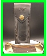 Vintage 1980&#39;s BUCK 110 USA Lockback Folding Knife Wood Handles &amp; Leathe... - £70.39 GBP